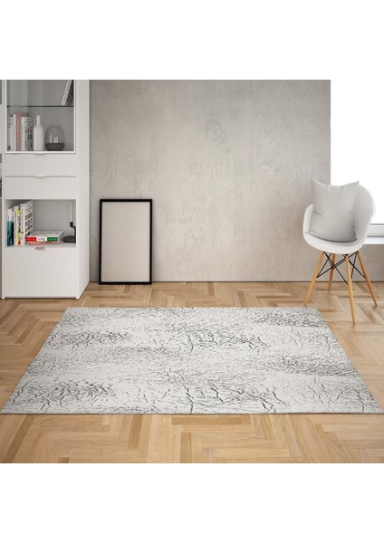 Ağaç Dalı Desenli Damarlı Dijital Baskı Yıkanabilir Kaymaz Taban Modern Salon Halısı ve Yolluk(Gri)