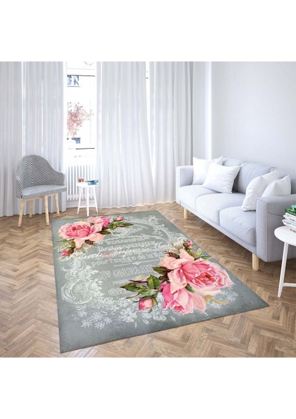 Gül Desenli Dijital Baskı Yıkanabilir Kaymaz Taban Vintage Salon Halısı ve Yolluk fiyatları