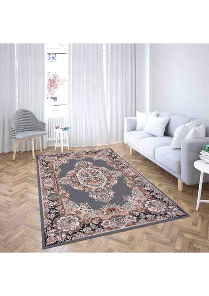 Osmanlı Çiçek Desen Çerçeveli Dijital Baskı Yıkanabilir Kaymaz Taban Klasik Salon Halısı fiyatları