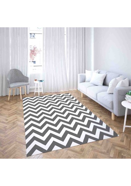 Geometrik Zigzag Desenli Dijital Baskı Yıkanabilir Kaymaz Taban Etnik Kilim Desen Salon Halı fiyatları