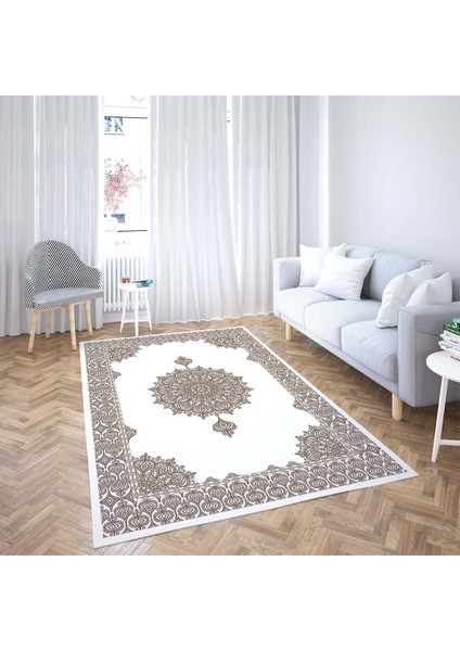 Osmanlı Motifler Desenli Dijital Baskı Yıkanabilir Kaymaz Taban Leke Tutmaz Salon Halı ve Yolluk fiyatları