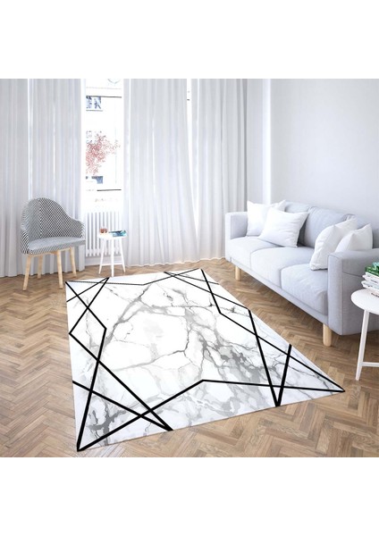 Geometrik Çerçeveli Mermer Desenli Çerçeveli Dijital Baskı Yıkanabilir Kaymaz Taban Salon Halısı fiyatları