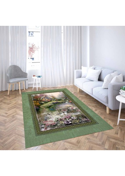 Doğa Ev Manzara Desenli Dijital Baskı Yıkanabilir Kaymaz Taban Vintage Salon Halı ve Yolluk fiyatları