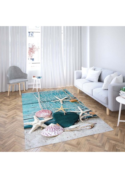 Deniz Yıldızı Desenli Dijital Baskı Yıkanabilir Kaymaz Taban Modern Salon Halısı ve Yolluk fiyatları