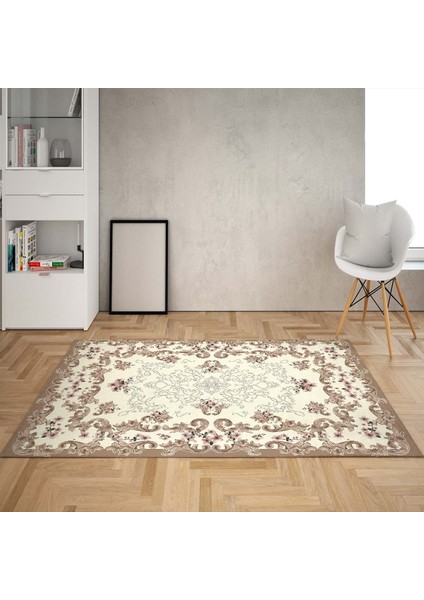 Çiçek Desenli Dijital Baskı Yıkanabilir Kaymaz Taban Leke Tutmaz Vintage Salon Halı ve Yolluk
