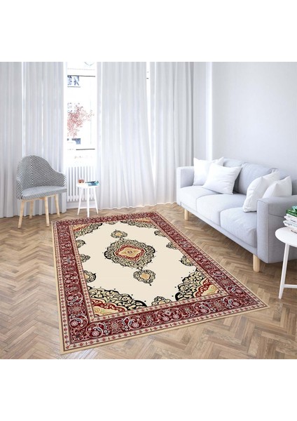 Osmanlı Motifler Desenli Etnik Dijital Baskı Yıkanabilir Kaymaz Taban Salon Halı ve Yolluk fiyatları