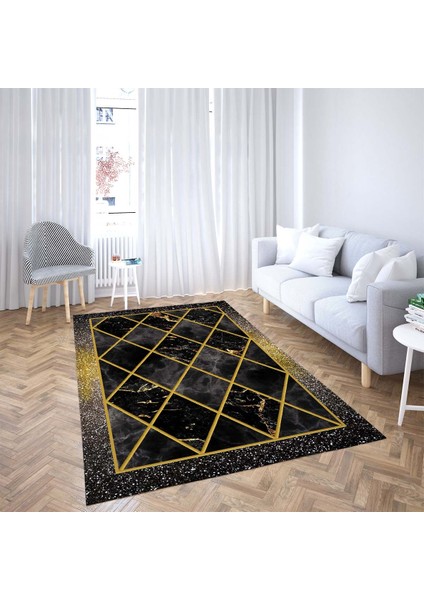 Balpeteği Geometrik Gold Desenli Etnik Dijital Baskı Yıkanabilir Kaymaz Taban Salon Halı ve Yollu fiyatları
