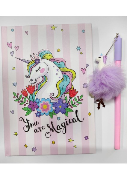 Unicorn Günlük + Unicorn Peluş Kalem Seti