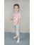 Kız Garson Pamuklu Pembe Kapri Takım 2