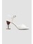 Limoya Jade Beyaz Kare Burun Bilekten Baretli Topuklu Ayakkabı