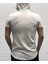 Kapüşonlu Yarım Fermuarlı Beyaz Pique T-Shirt 1