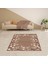 Çiçek Desenli Dijital Baskı Yıkanabilir Kaymaz Taban Modern Salon Halısı ve Yolluk (Kahve) 1
