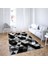 Geometrik Üçgen Desenli Dijital Baskı Yıkanabilir Kaymaz Taban Modern Salon Halısı ve Yolluk(Siyah) 2