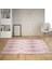 Geometrik Karo Desenli Gold Şeritli Dijital Baskı Yıkanabilir Modern Salon Halı ve Yolluk (Pembe) 1