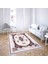 Çiçek Desen Çerçeveli Dijital Baskı Yıkanabilir Kaymaz Taban Vintage Salon Halısı (Kahve) 2