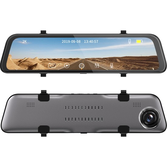 Novatek NT922G+64GB Hafıza Kartı 2k Quad Hd 1440P+1080P 12 Inç IPS Dokunmatik Ekran Gps Modüllü Çift Yön Dikiz Aynalı Araç Kamerası