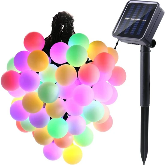 LightHome 50 LED Renkli Solar Güneş Enerjili Bahçe Teras Balkon Ağaç Lambası Parti Doğum Günü Yılbaşı Süsü