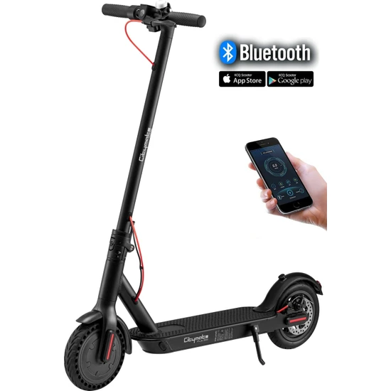 Citymate Plus 350WATT Elektrikli Scooter 8.5 Inch Şişme Teker Bluetooth Siyah