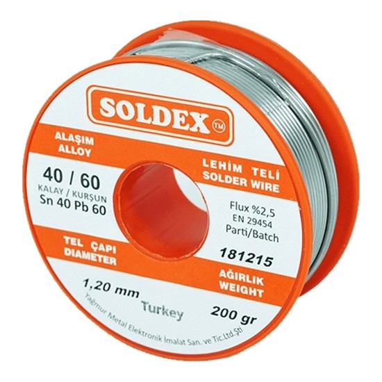 Soldex 40-60 Lehim Teli 200 gr 1.2 Mm- Sn:40 / Pb:60