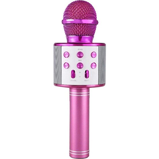 Blupple WS-858 Karaoke Mikrofon Bluetooth Kablosuz Usb, Hafıza Kartı ve Aux Girişli Taşınabilir Eğlenceli Çocuk Müzik Dans Pembe