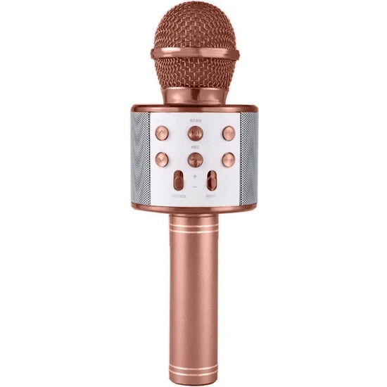 Blupple WS-858 Karaoke Mikrofon Bluetooth Kablosuz Usb, Hafıza Kartı ve Aux Girişli Taşınabilir Eğlenceli Çocuk Müzik Dans Rose Gold