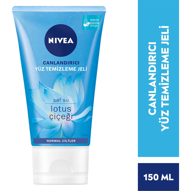 Nivea Canlandırıcı Yüz Temizleme Jeli 150 ml, Saf Su ve Lotus Çiçeği ile Etkili Yüz Temizleyici, Normal Ciltler