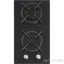 Çetintaş Evii 202 CAT 2 Gözü Gazlı Domino Siyah Cam Ankastre Ocak