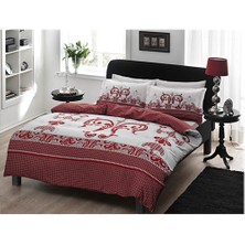 Taç Saten Delux Nevresim Takımı Çift Kişilik  Jaden V52 Kırmızı