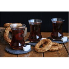 Taşev Bambum Fuego - 6'lı Taş Bardak Altlığı (Yuvarlak)