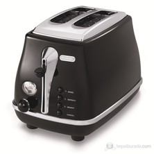 DeLonghi CTO 2003 Icona 2 Dilimli Ekmek Kızartma Makinesi-Siyah