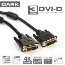 Dark 3m Ferrit Core EMI/RFI Filtreli 24+1pin DVI Kablo (Erkek/Erkek) (DK-CB-DVIL300)