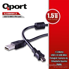 Qport 1.5 M 5Pin USB 2.0 Kamera Şarj+Data Kablosu (Q-USBKM1.5)