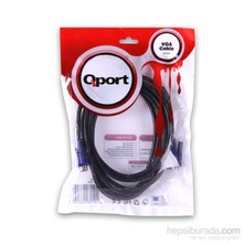 Qport VGA3 15 Pin Filtreli 3 M Erkek Erkek Monitör Kablosu (Q-VGA3)