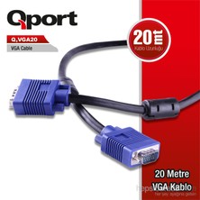 Qport VGA20 15 Pin Filtreli 20 M Erkek Erkek Monitör Kablo (Q-VGA20)