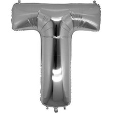T Harf Folyo Balon Gümüş