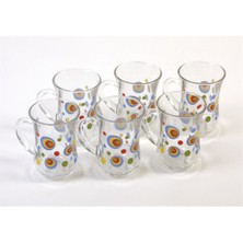 Paşabahçe Nazar Desen Kulplu Çay Bardağı 6Lı