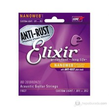 Elixir 11027 Nanoweb 80/20 Bronze Akustik Gitar Teli (11-52)