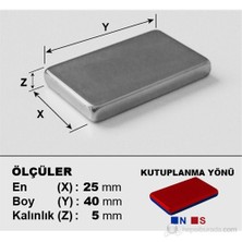 Mıknatıs Avm Mıknatıs Blok 40X25x5 mm (2'li Paket)