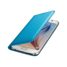 Samsung S6 Kartlıklı Kılıf Deri Mavi EF-WG920PLEGWW