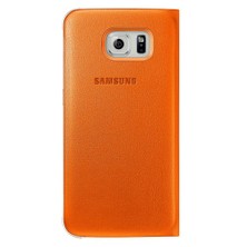 Samsung S6 S-View Cover Kılıf Deri Turuncu EF-CG920POEGWW