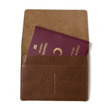Kahve Deri Pasaport Kılıfı Ve Kartlık