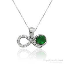 KENPAZAR Bayan Lili Gümüş Zümrüt Taşlı Sonsuzluk Kolye