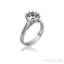 Olivin Accessories Gümüş Çok Tırnaklı Tektaş Yüzük 605558