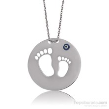 KENPAZAR Bayan Lili Gümüş Anne Bebek Ayak İzi Kolye