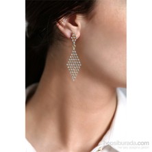 Olivin Accesories Üçken Tasarımlı Zirkon Taşlı Küpe 446825