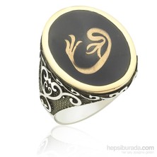 Gumush Şeffaf Mineli Vav Erkek Yüzük