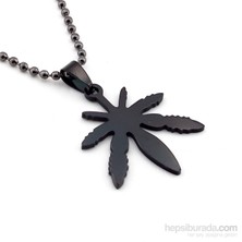 Solfera Siyah Paslanmaz Çelik Yaprak Erkek Kolye K358