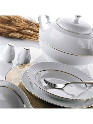 Kütahya Porselen Sedef Yaldızlı 20 Cm Pasta Tabağı 6'lı Yerli Üretim Şık Desenli