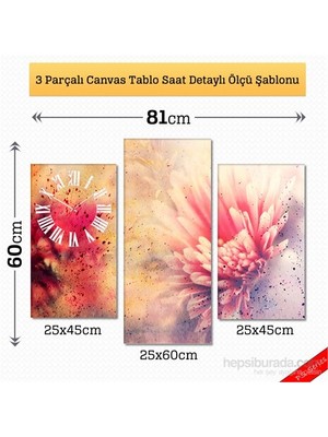 Tabloshop - Abstract Flower Tablo Saat - 81X60cm - Çerçeve Hediye