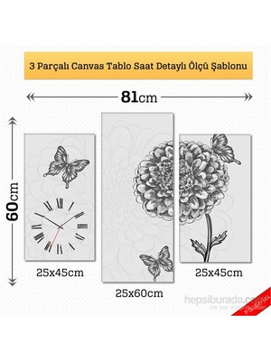 Tabloshop - Butterfly Vector Tablo Saat - 81X60cm - Çerçeve Hediye